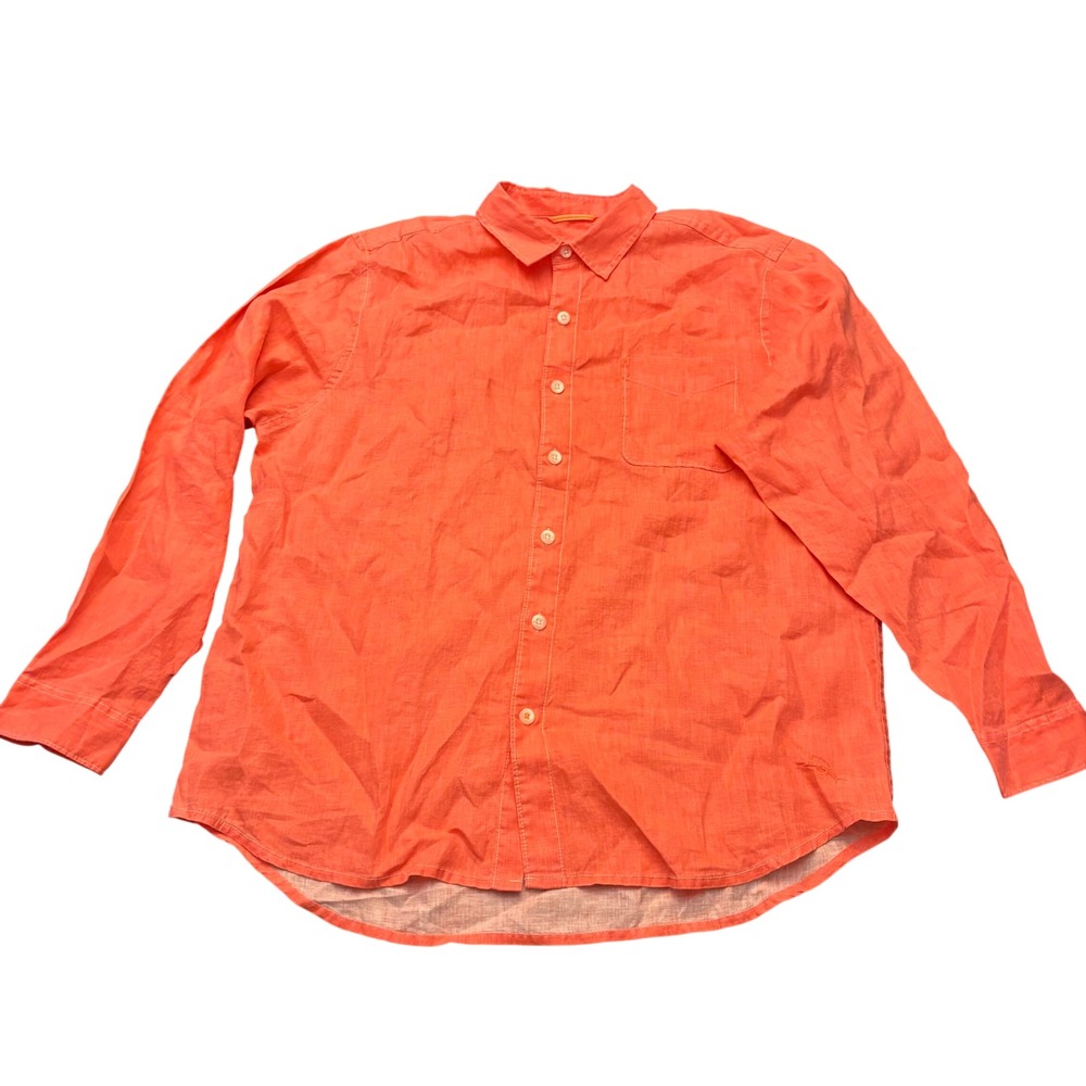 Tommy Bahama | Mens XL | Orange | 100% Linen | Long Sleeve‎ Button Down Shirt